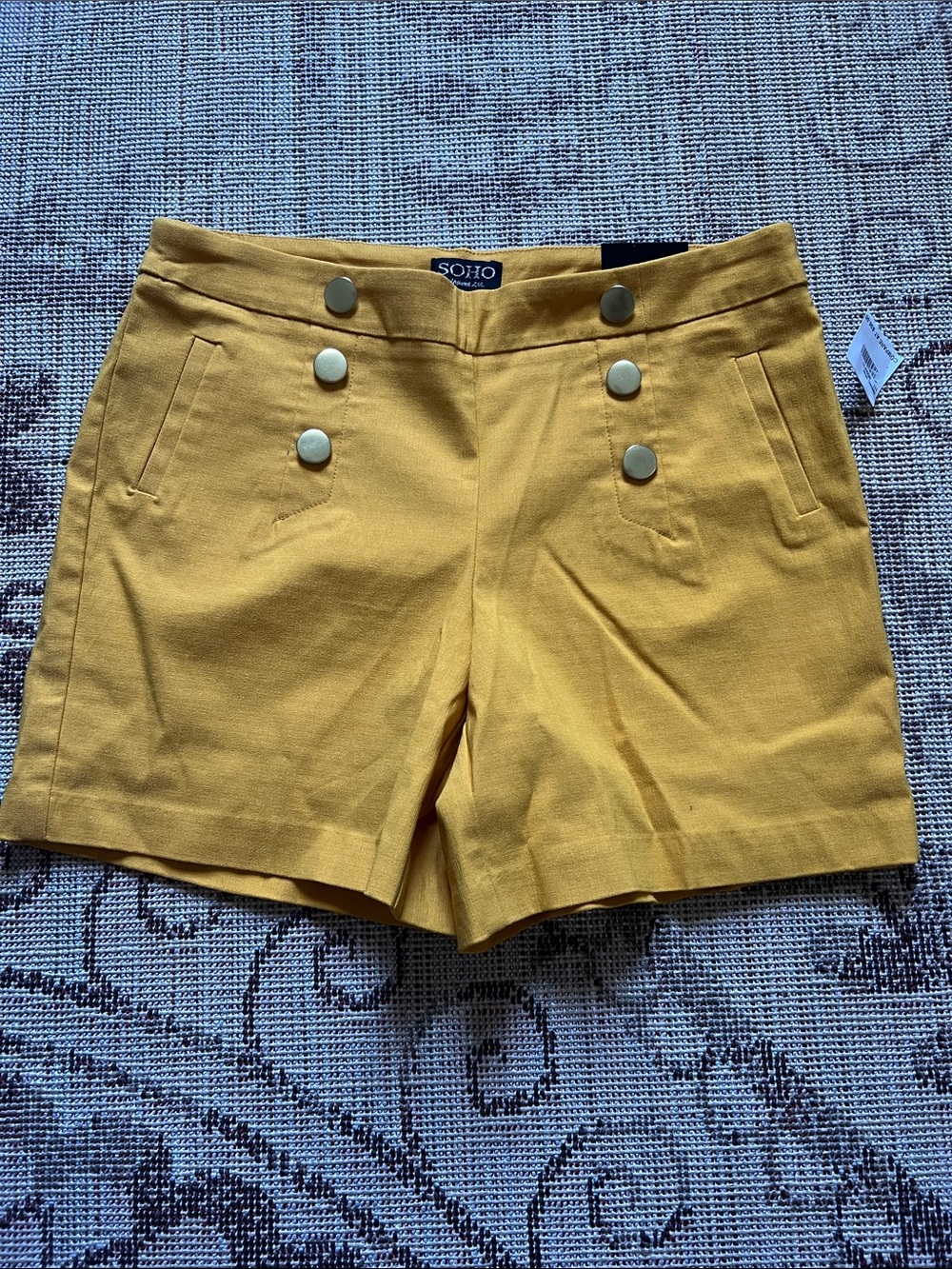 SOHO Golden Yellow High-Waist Sailor-Style Shorts